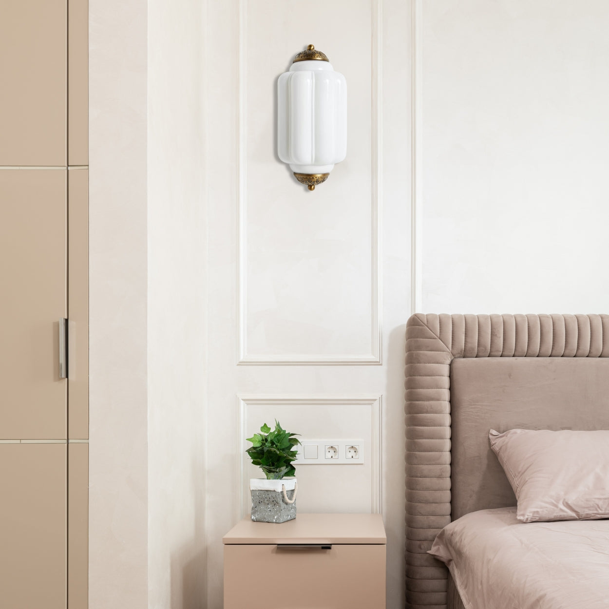 Eloise Flush Mount Wall Sconce - Retro Milk Glass Sconce