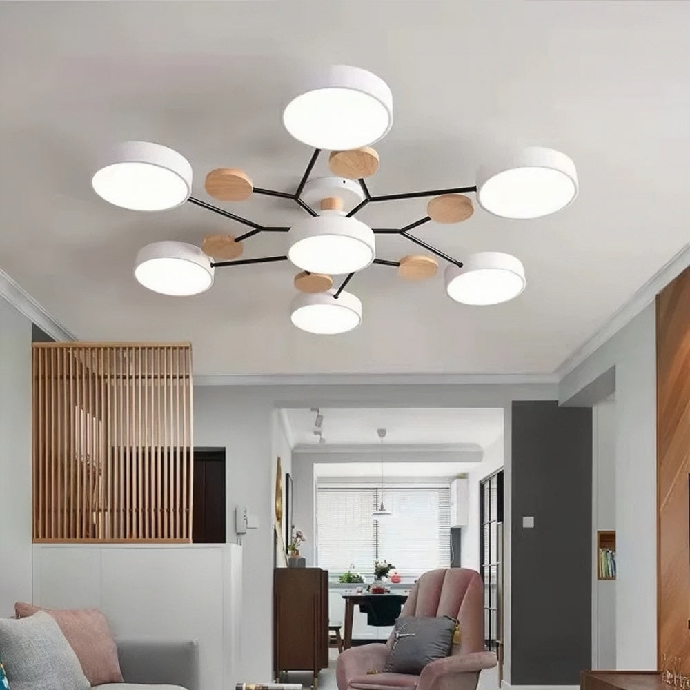 Multihead Disc Morandi Color Branch Ceiling Light