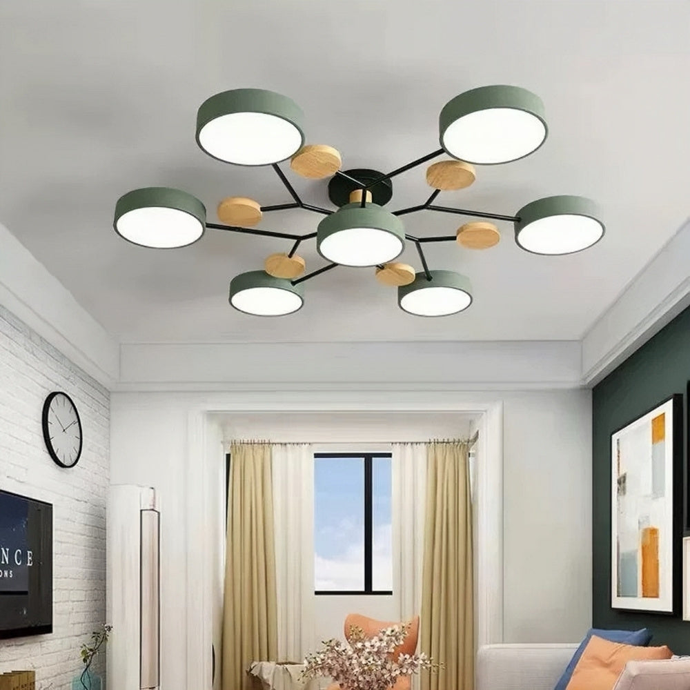 Multihead Disc Morandi Color Branch Ceiling Light