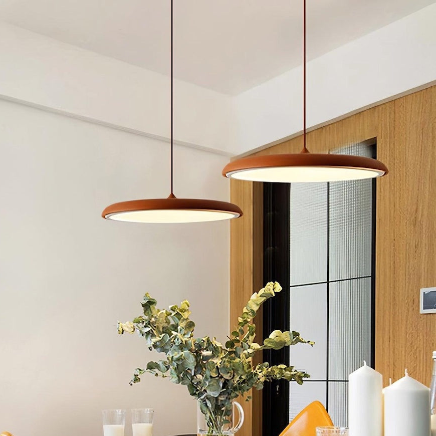 Skandinavische Macaron Flach Rund Pendelleuchte