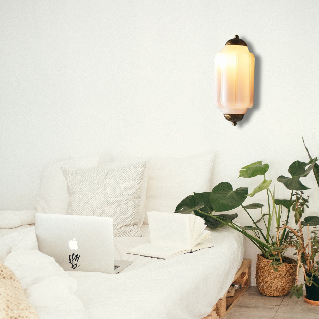Eloise Flush Mount Wall Sconce - Retro Milk Glass Sconce