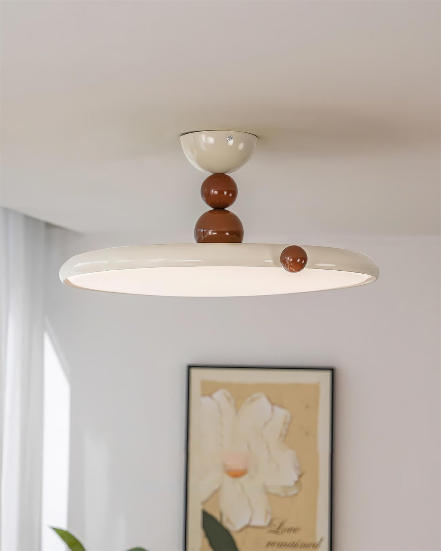 Beige Rund Retro Flush Mount Deckenleuchte