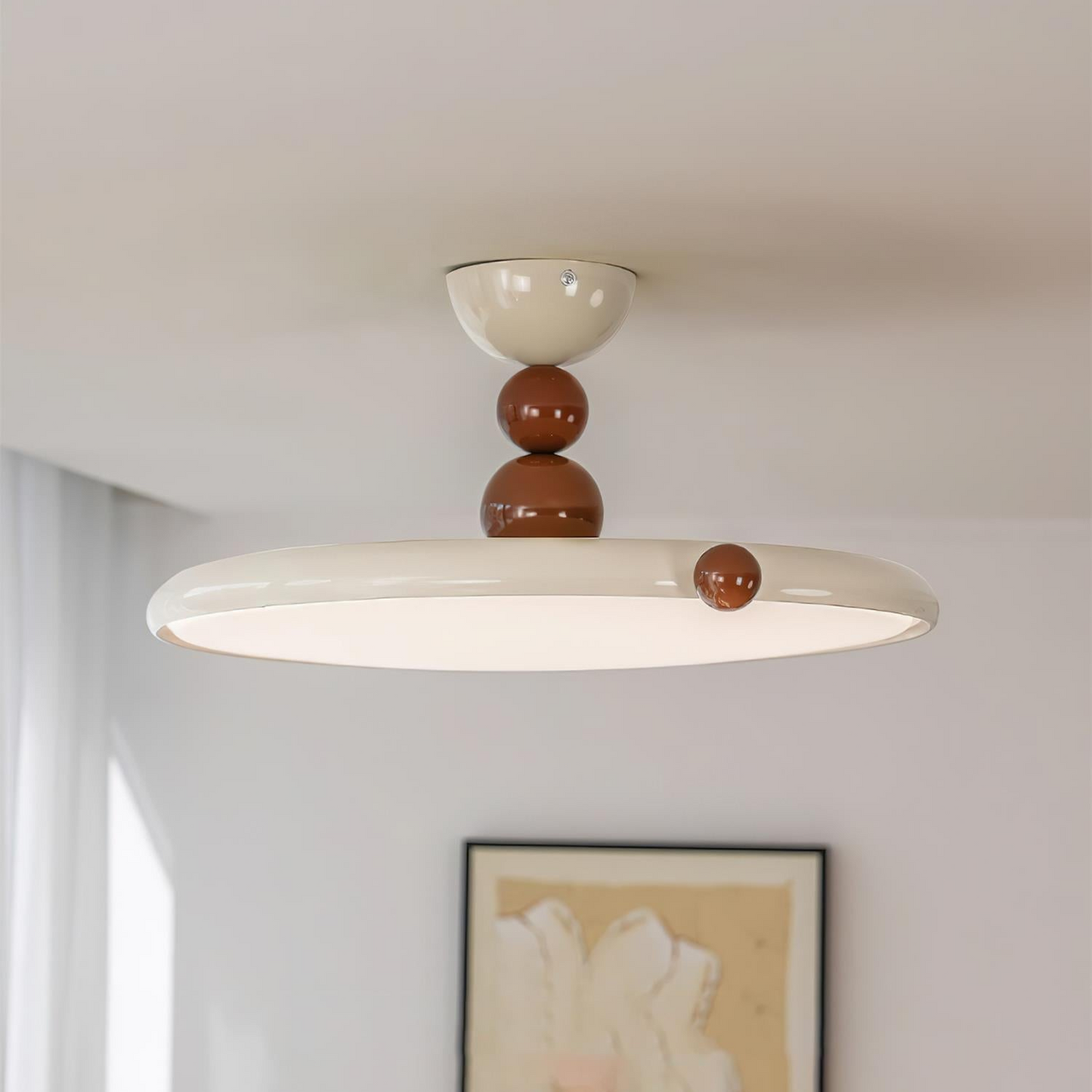 Beige Rund Retro Flush Mount Deckenleuchte