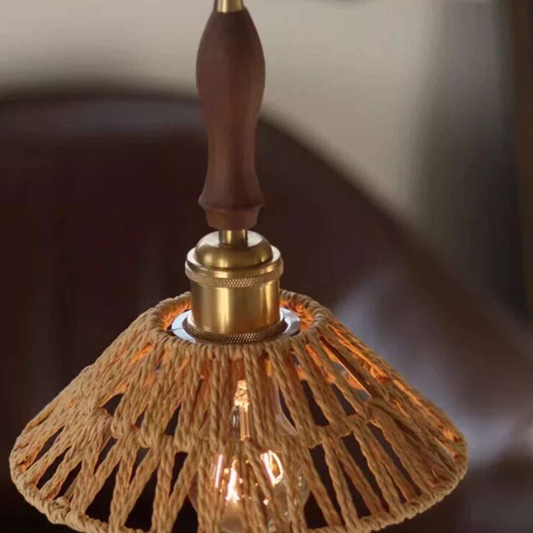 Walnut handle brass fitting detail