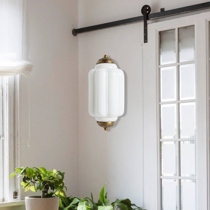 Eloise Flush Mount Wall Sconce - Retro Milk Glass Sconce