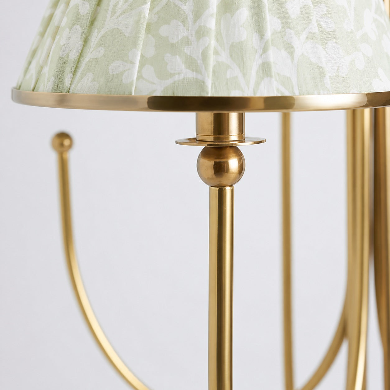 Ruchee Chandelier – Layered Fabric Shade Brass Ceiling Light for Dining or Living Spaces