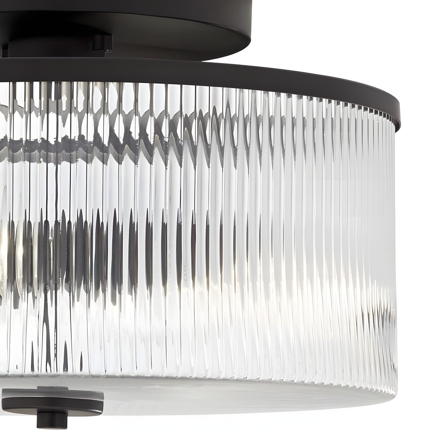 Retro Fluted Glass Drum Ceiling Light