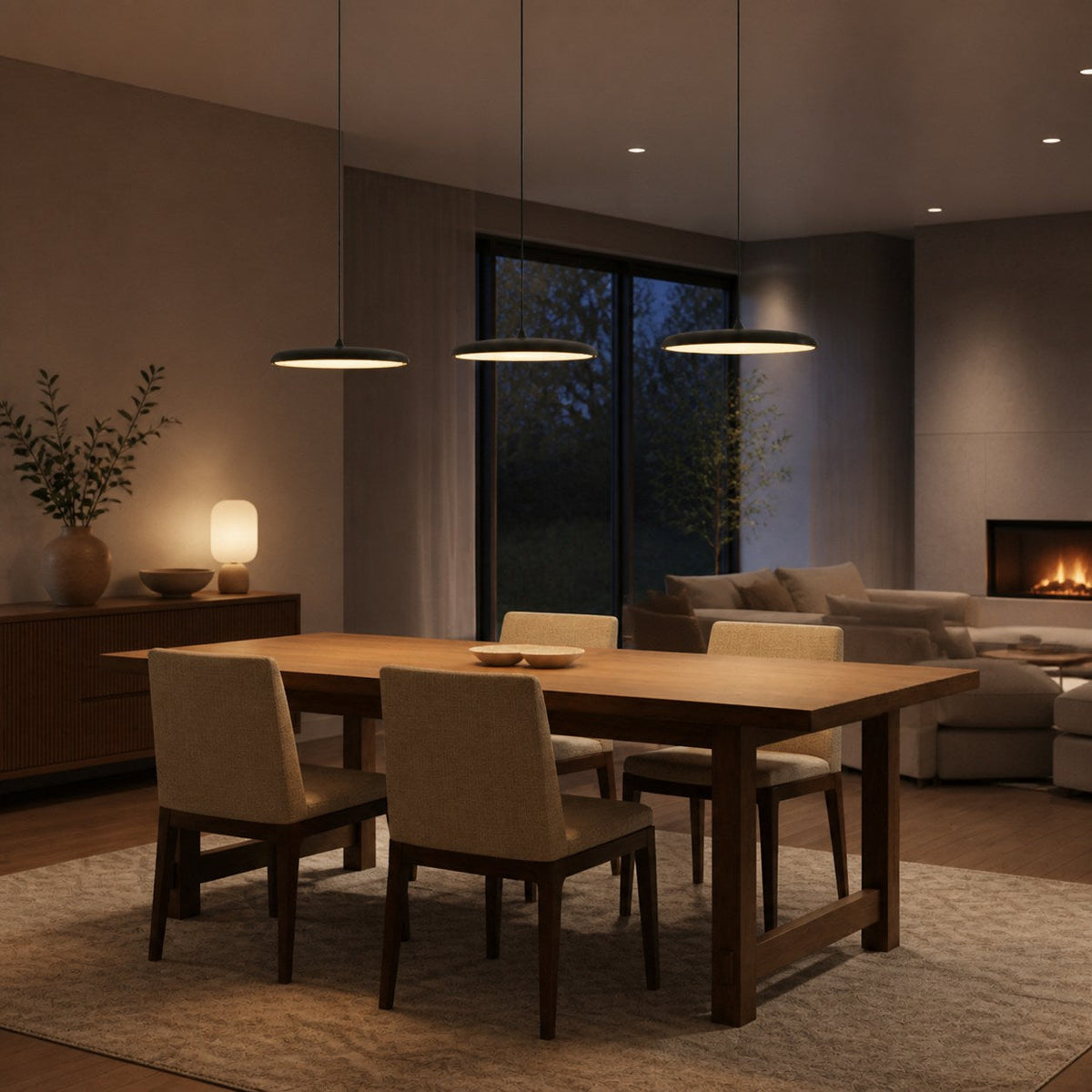 Astris Modern Disc Pendant Lighting – Soft Glow LED Hanging Light for Dining Room and Living Space