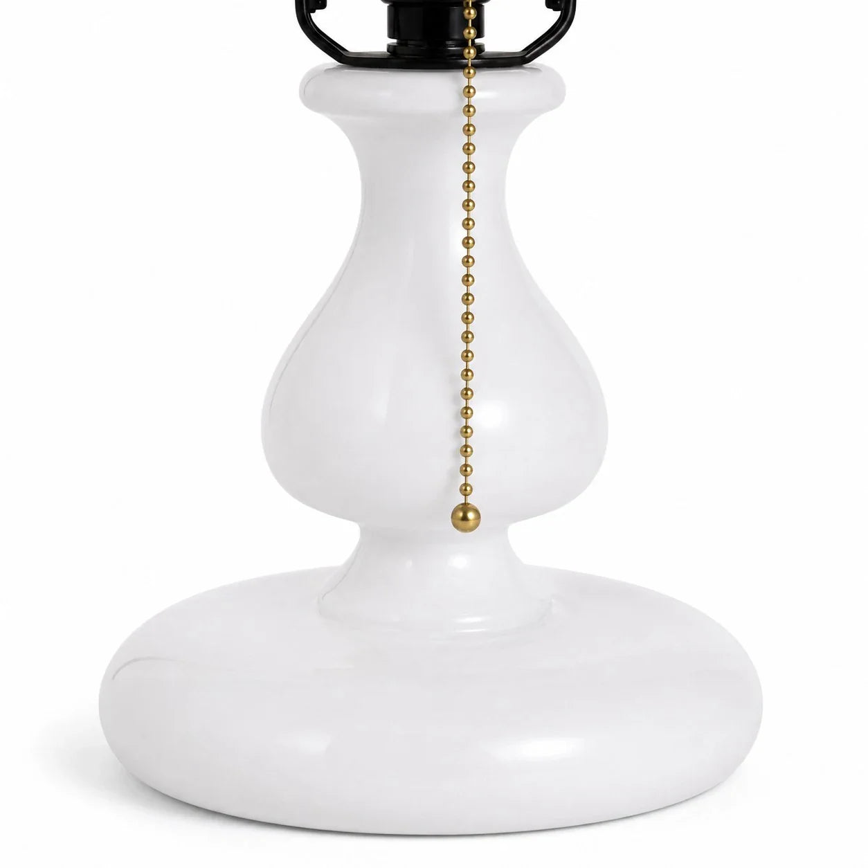 White pedestal lamp base with pull chain switch