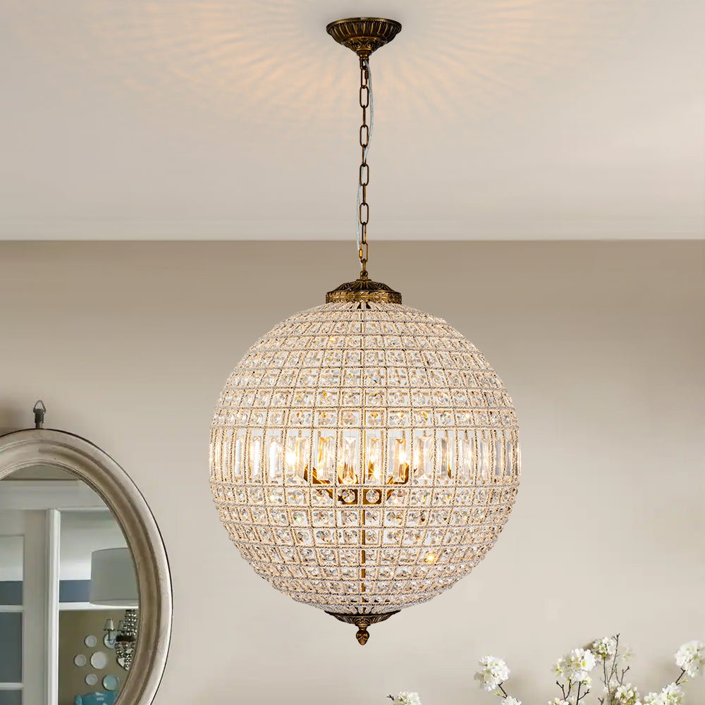 Luxuriöse Vintage Kristall Kugel Pendelleuchte