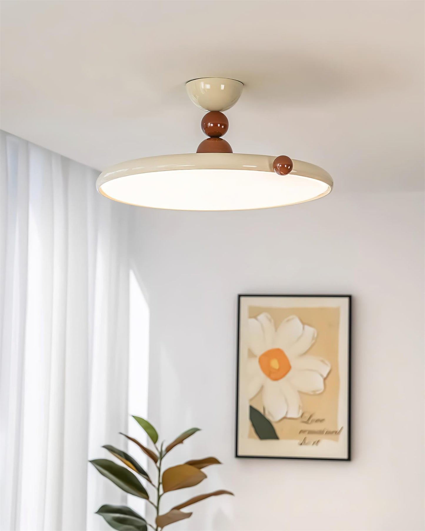 Beige Rund Retro Flush Mount Deckenleuchte