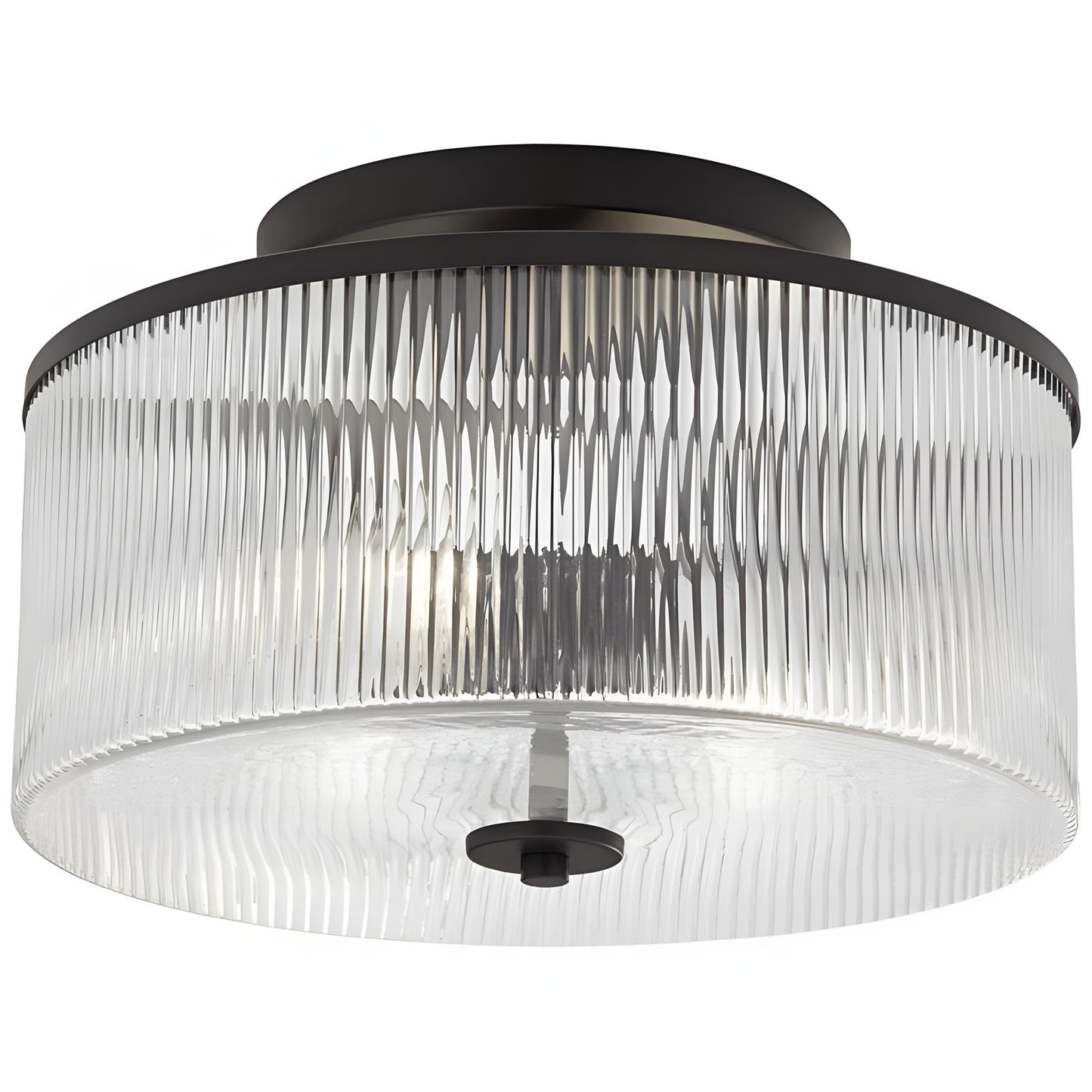 Retro Fluted Glass Drum Ceiling Light