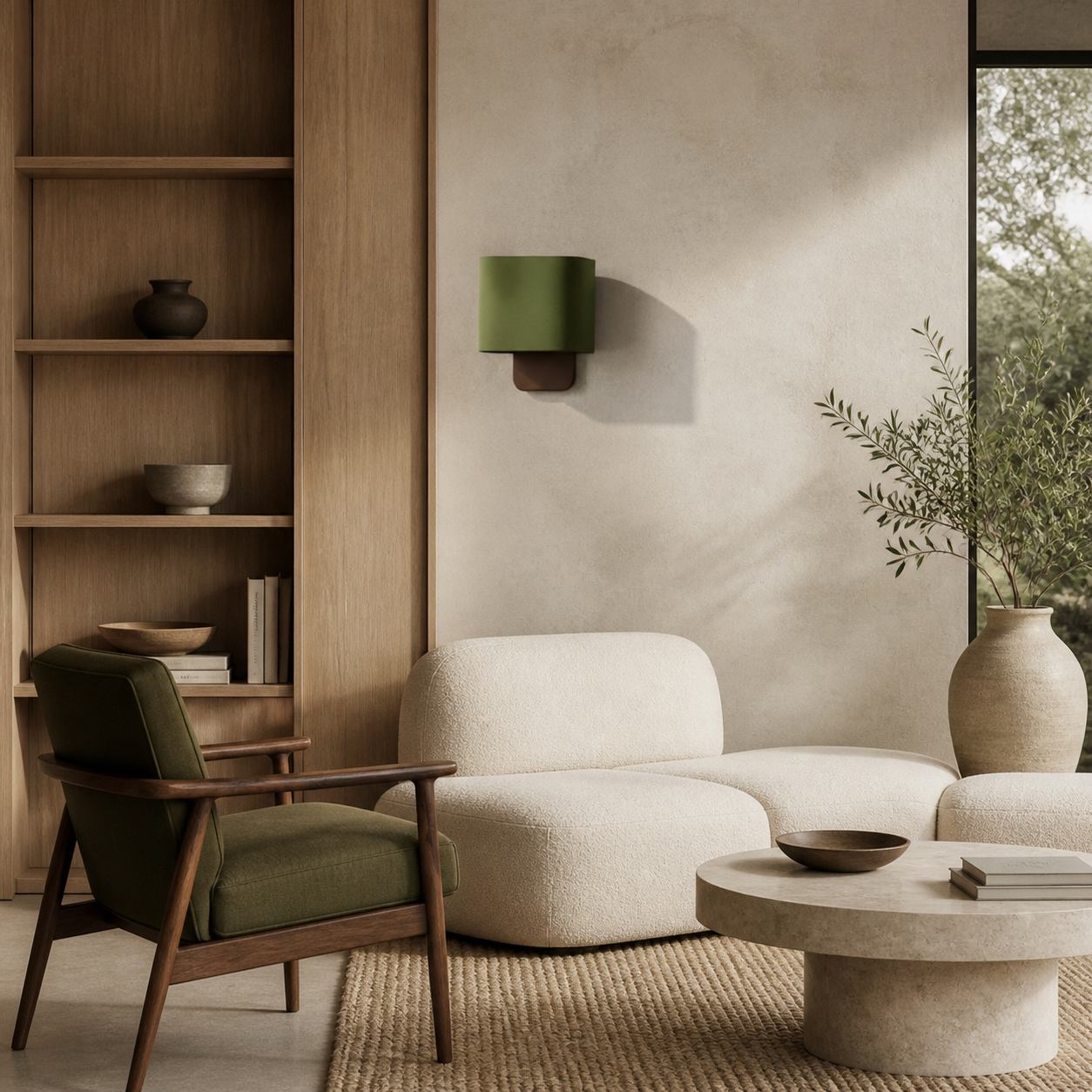 Nolvara Wandleuchte mit Stoffschirm – Minimalistische Metallleuchte für Schlafzimmer und Flur