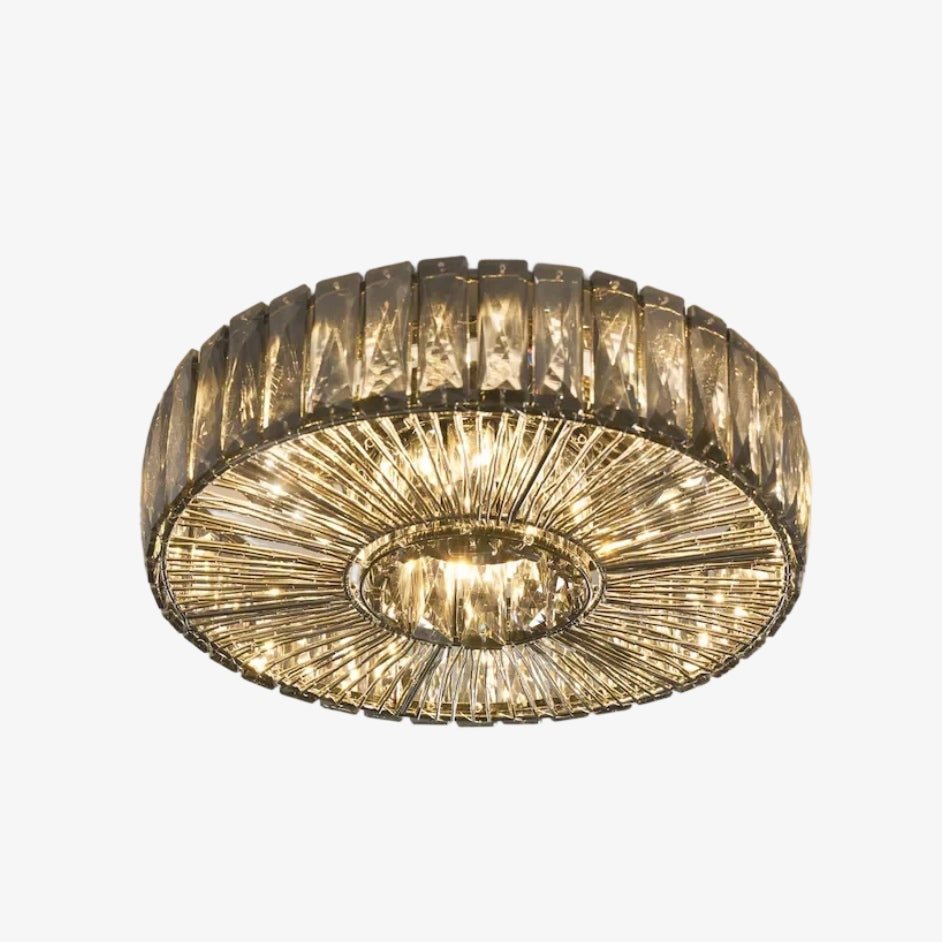 Clereon Elegant Round Flush Mount Ceiling Light – Modern Glass Design for Living Room