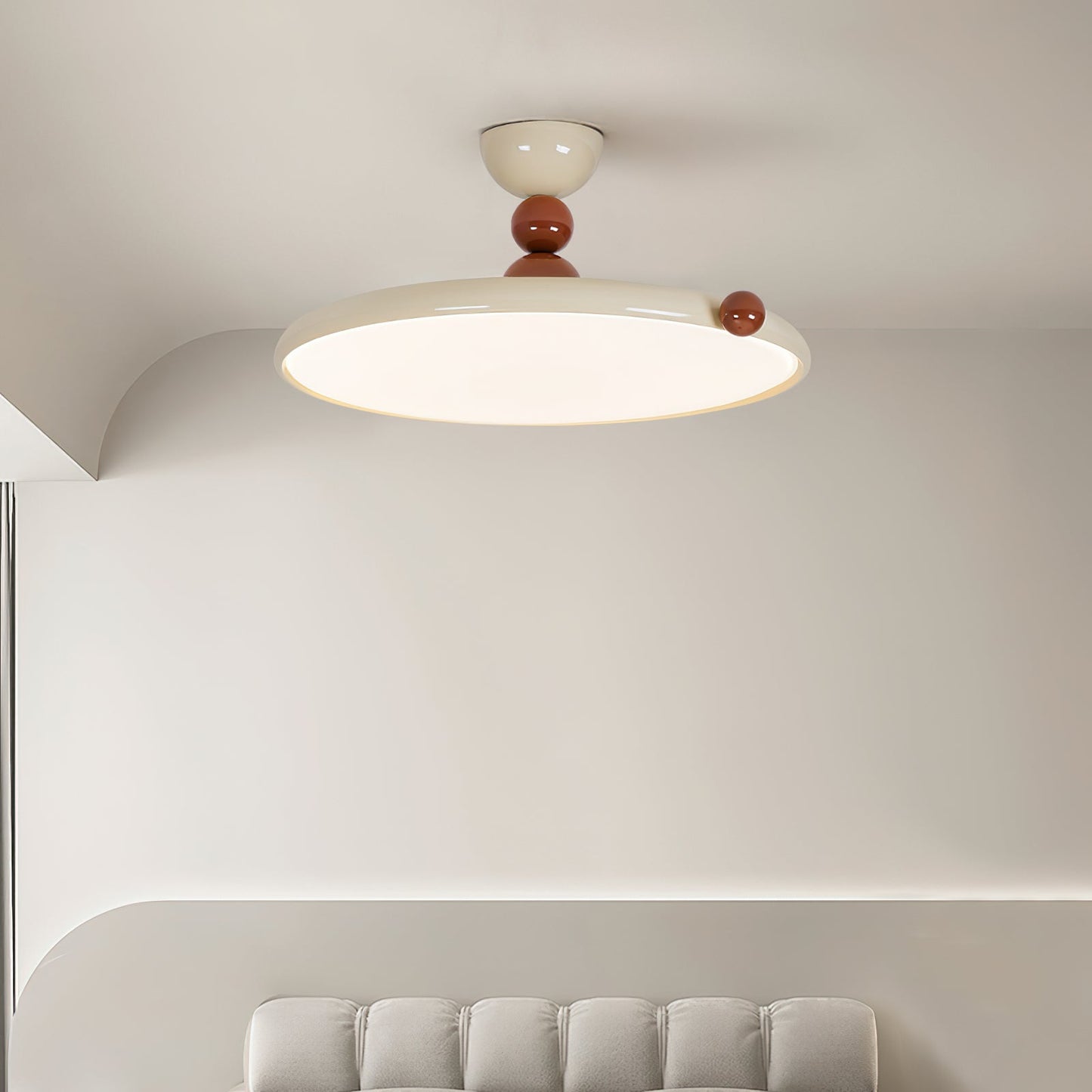 Beige Rund Retro Flush Mount Deckenleuchte