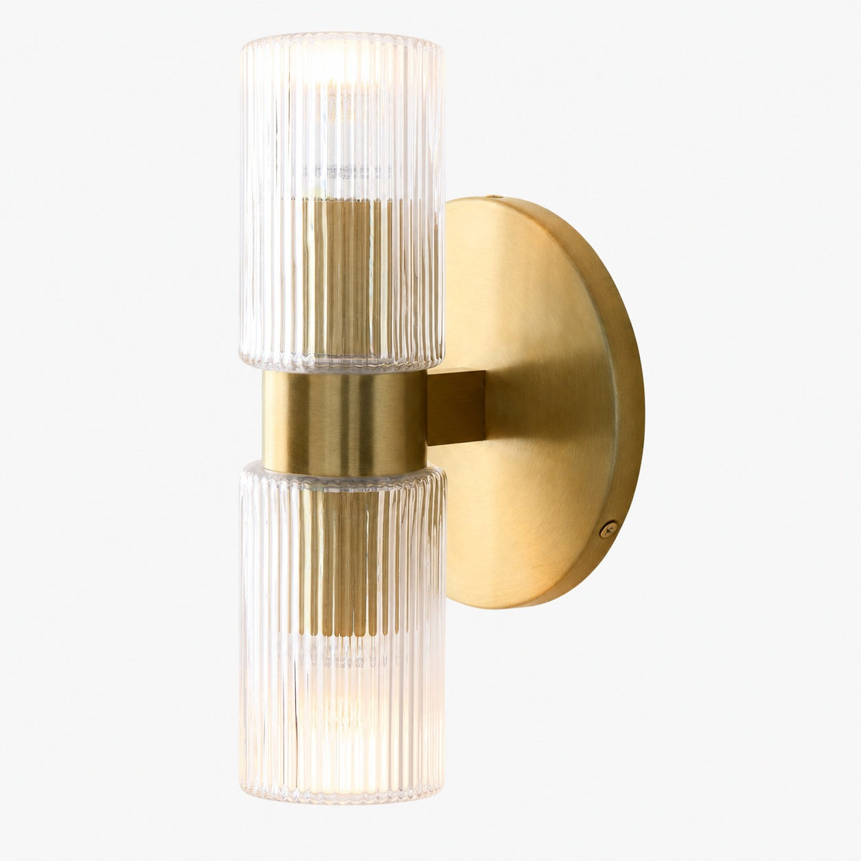 Rivora Doppel-Wandleuchte aus geriffeltem Glas, kurze Form, für drinnen und draußen, elegante Wandleuchte
