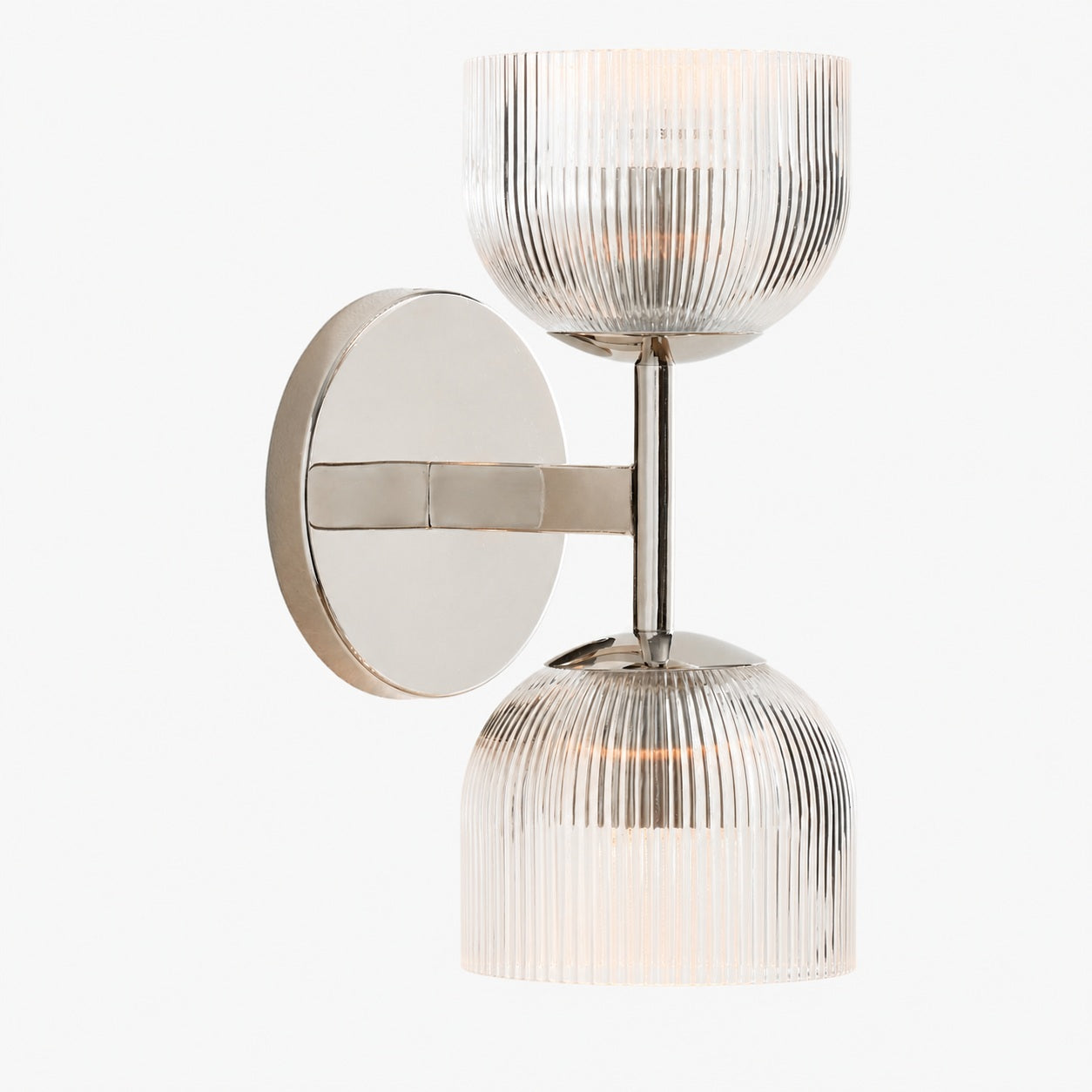 Bravira Wandleuchte aus geripptem Glas – Wandleuchte aus Metall mit klarem Glasschirm