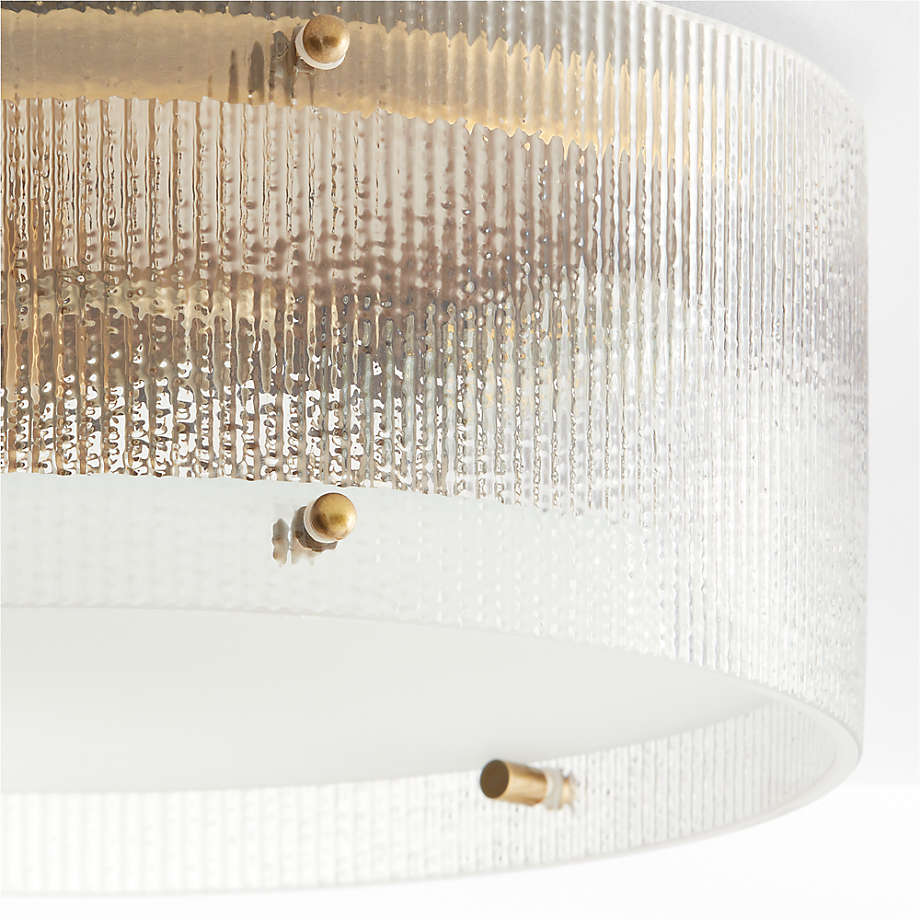 Glimmerove Fluted Glass Brass Round Ceiling Light – Rustic Chic Flush Mount for Living Rooms and Bathrooms