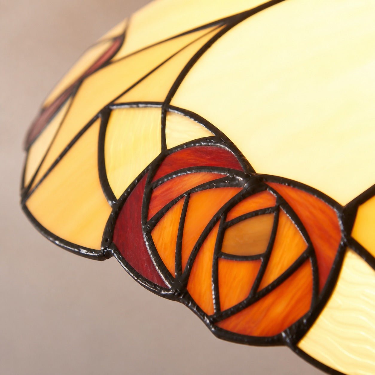 TF Ingram Tiffany Pendant Light – Vintage Handcrafted Stained Glass Floral Shade for Dining Room