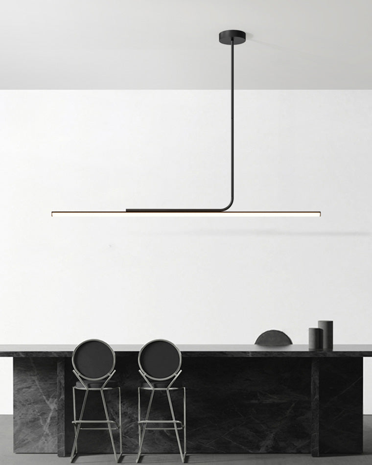 Schlanke asymmetrische lineare Pendelleuchte Schwarz-Weiß-Finish Deckenleuchte