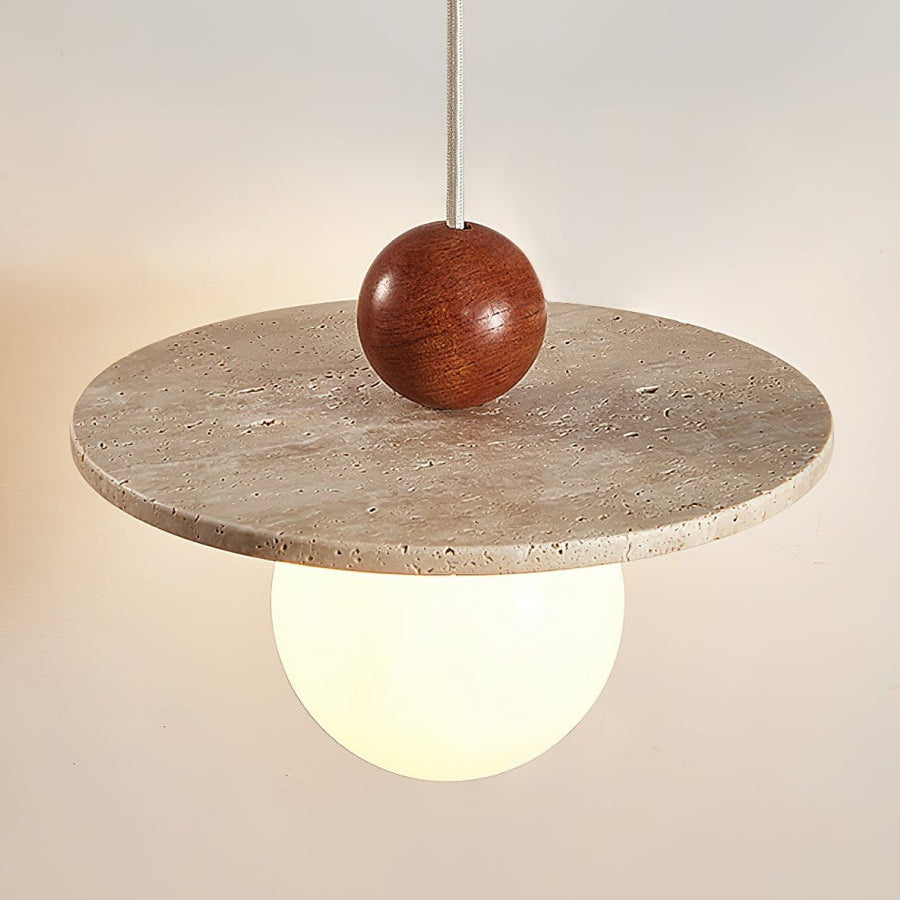Cream Style Flying Disc Travertine Pendant Lamp