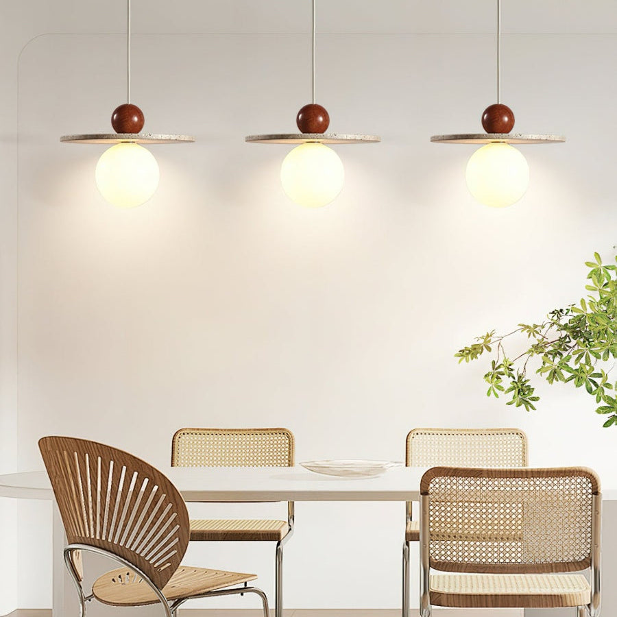 Cream Style Flying Disc Travertine Pendant Lamp