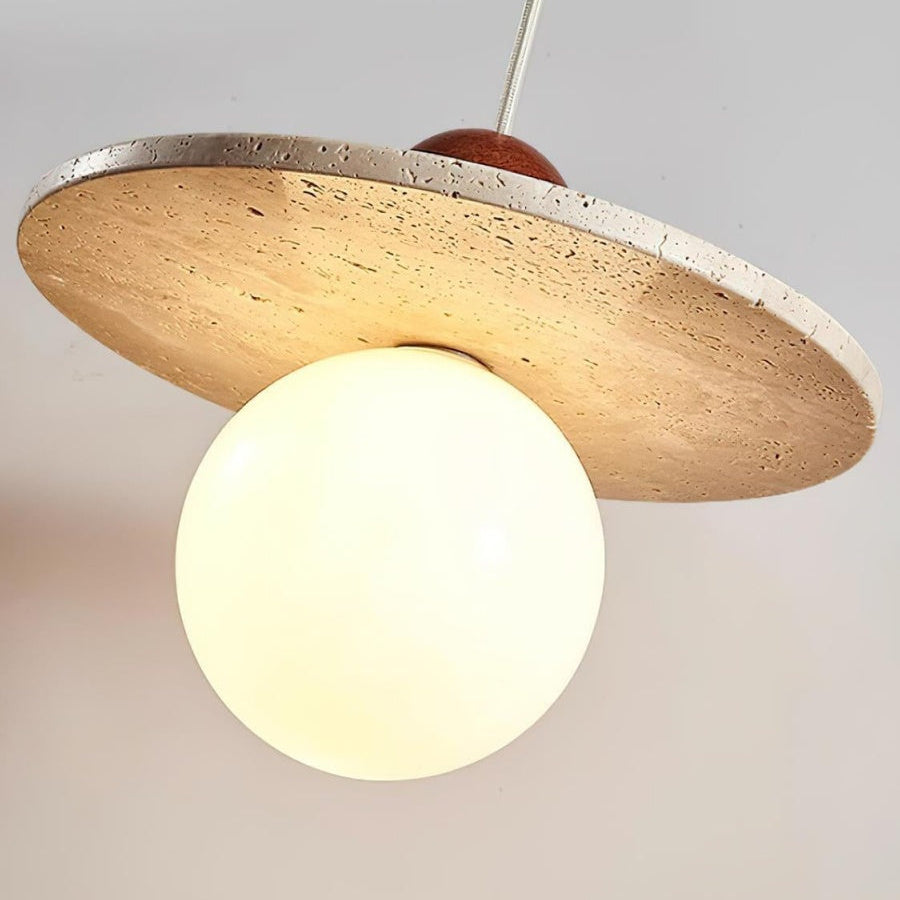 Cream Style Flying Disc Travertine Pendant Lamp
