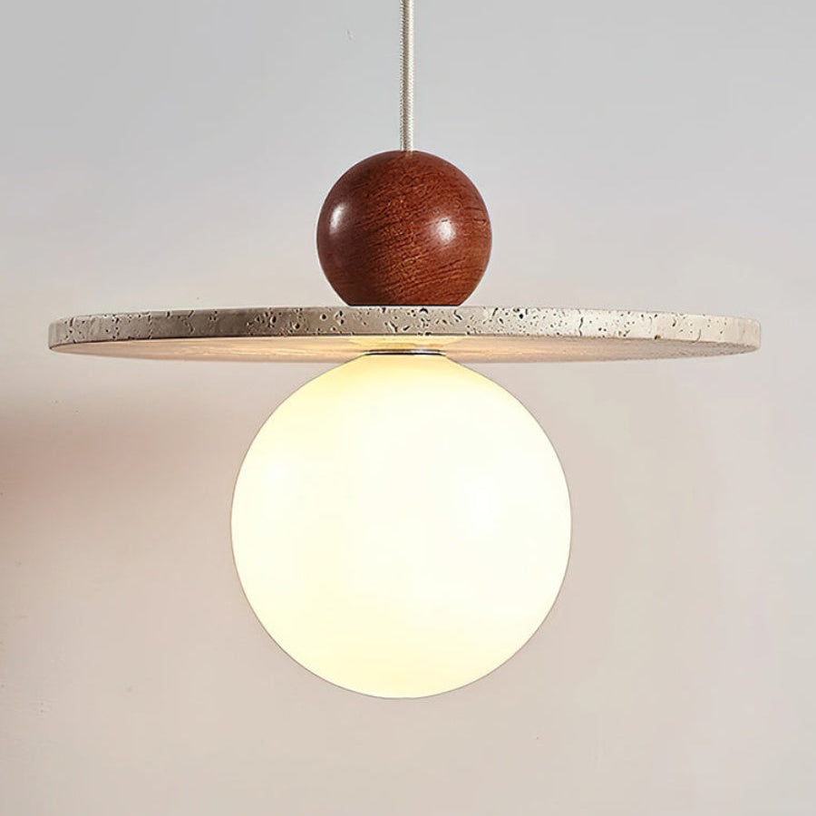 Cream Style Flying Disc Travertine Pendant Lamp
