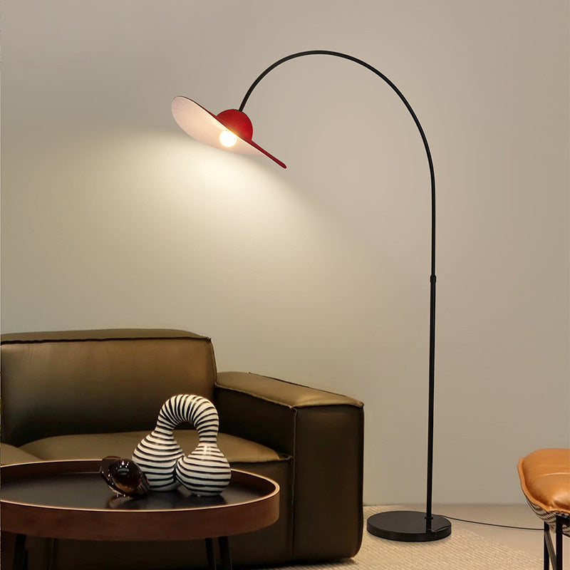 Creative Simple Flying Disc Floor Lamp With Soft Touch Red Felt For Living Room 5