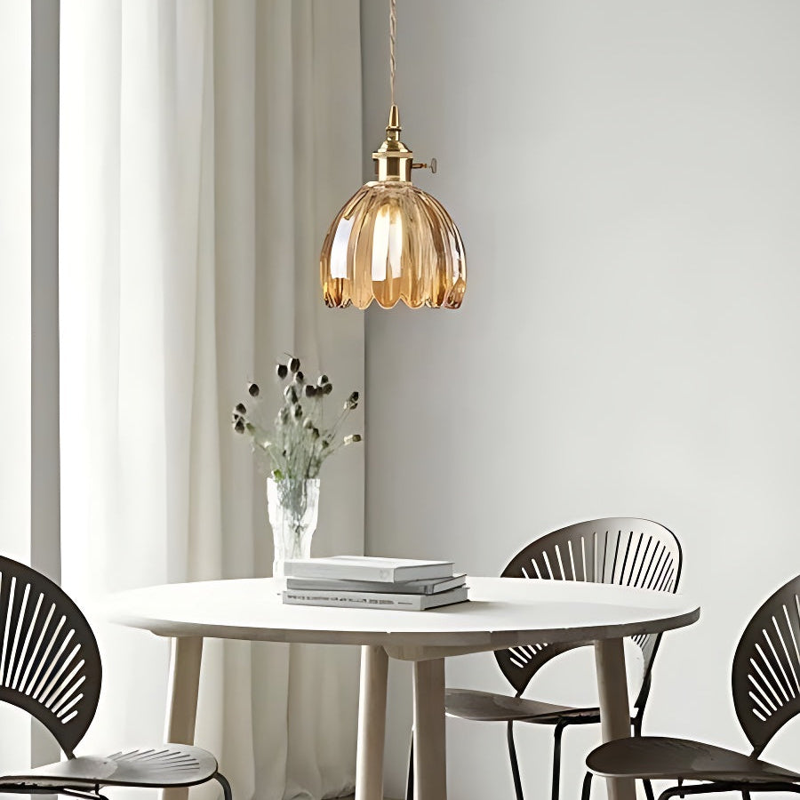 Japanese Retro Glass Flower Pendant Light