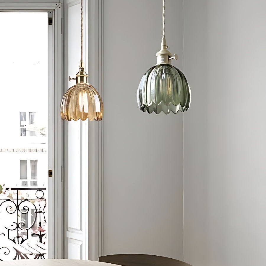 Japanese Retro Glass Flower Pendant Light