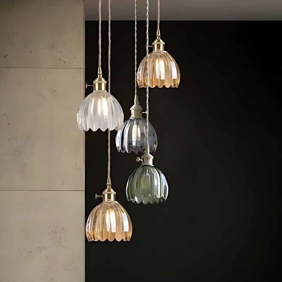Japanese Retro Glass Flower Pendant Light