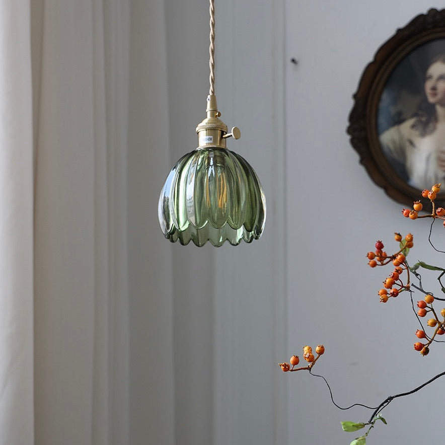 Japanese Retro Glass Flower Pendant Light