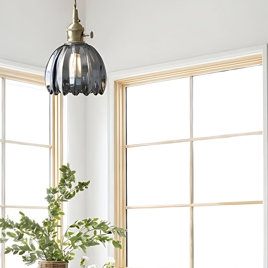 Japanese Retro Glass Flower Pendant Light