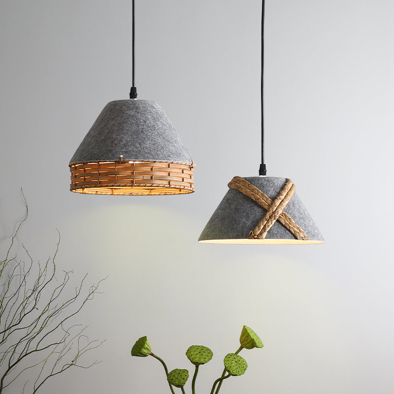 Minimalist Felt Irregular Pendant Lamps With Rattan Art Deco Style For Bedroom And Study 5