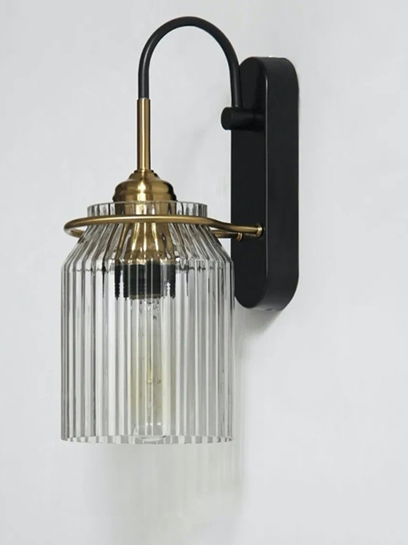 Mid Century Vintage Glas Nachttisch Wandleuchte