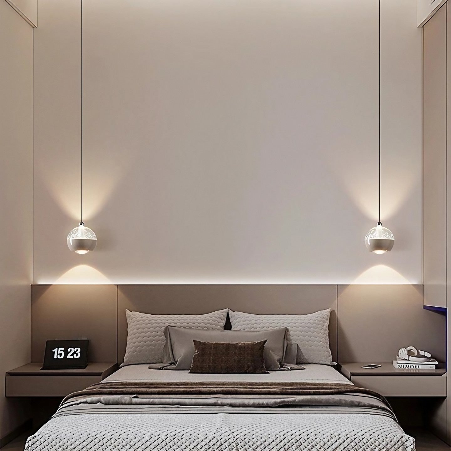 Modern Liftable Mini Csystal Globe Pendant Light Over Nightstand