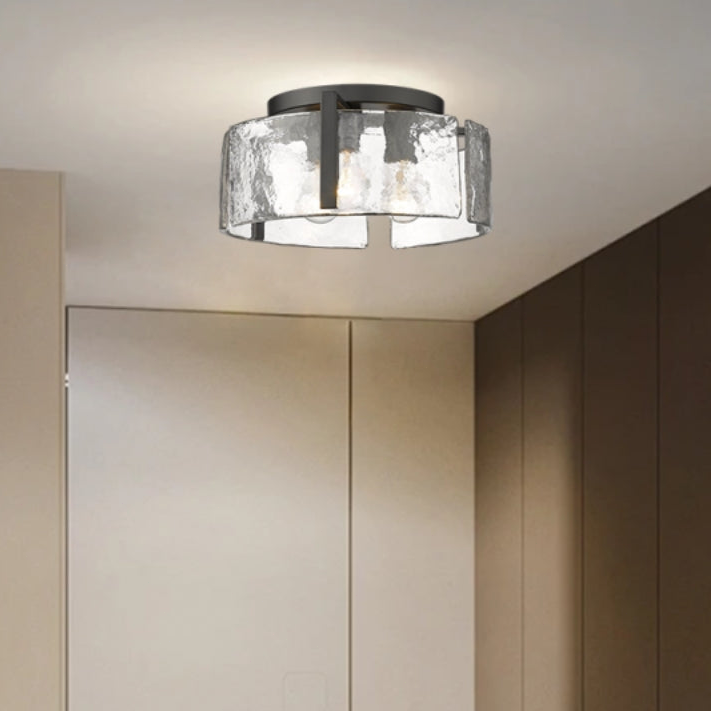 Rund Trommel modern Glas Deckenlampe für Wohnzimmer