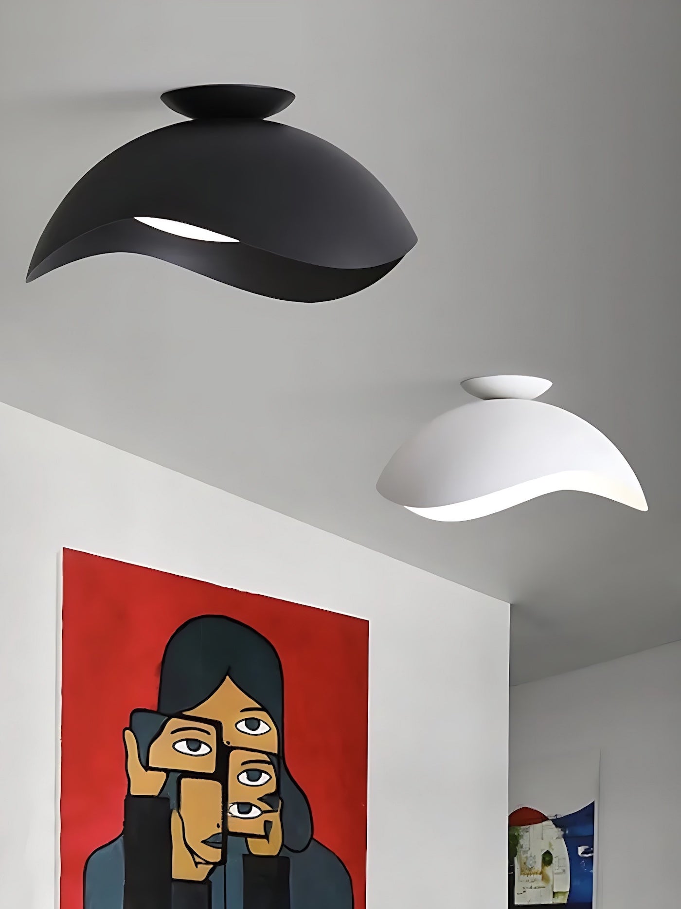 Simple Metal Wave Ceiling Light For Hallway