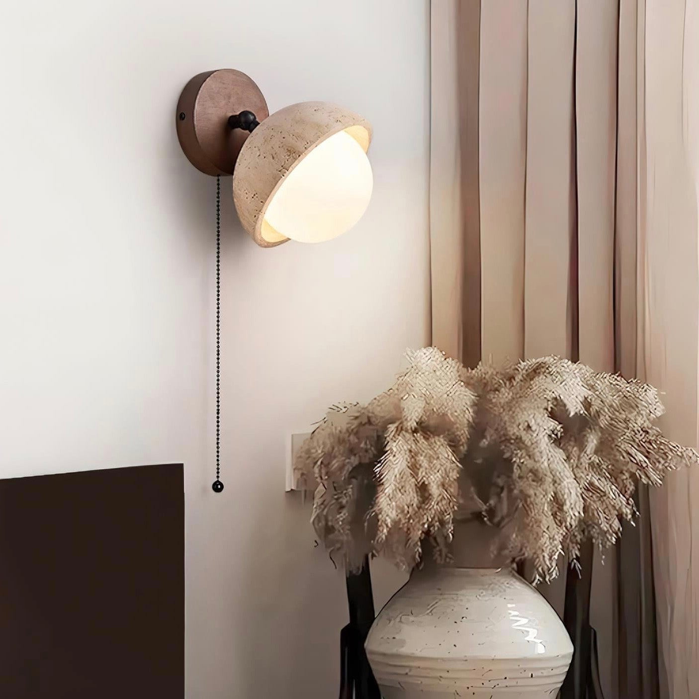 Wabi Sabi Stil Travertin Halbkugel Wandlampe