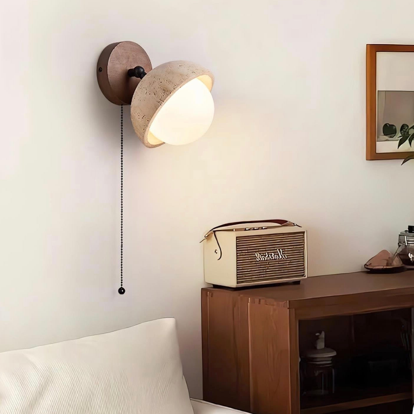 Wabi Sabi Stil Travertin Halbkugel Wandlampe