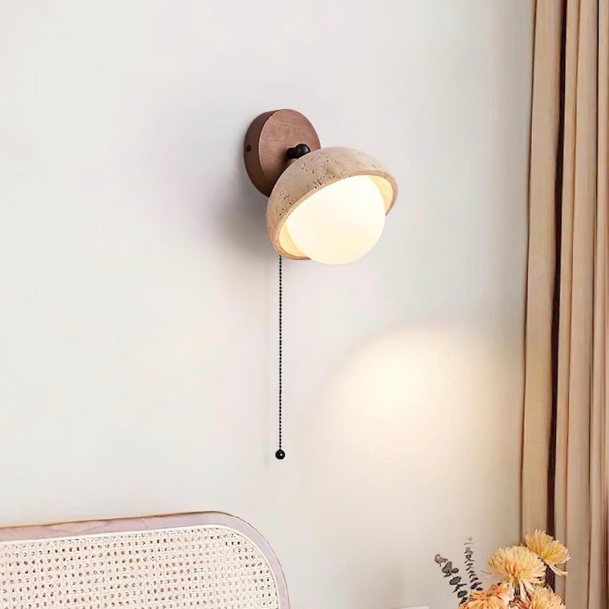 Wabi Sabi Stil Travertin Halbkugel Wandlampe