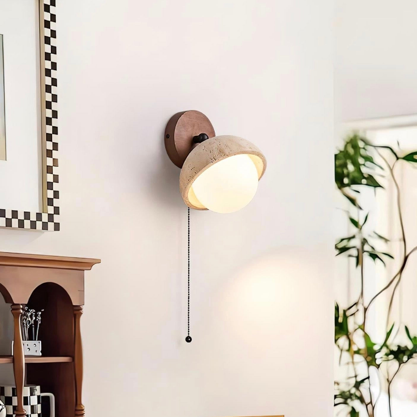 Wabi Sabi Stil Travertin Halbkugel Wandlampe