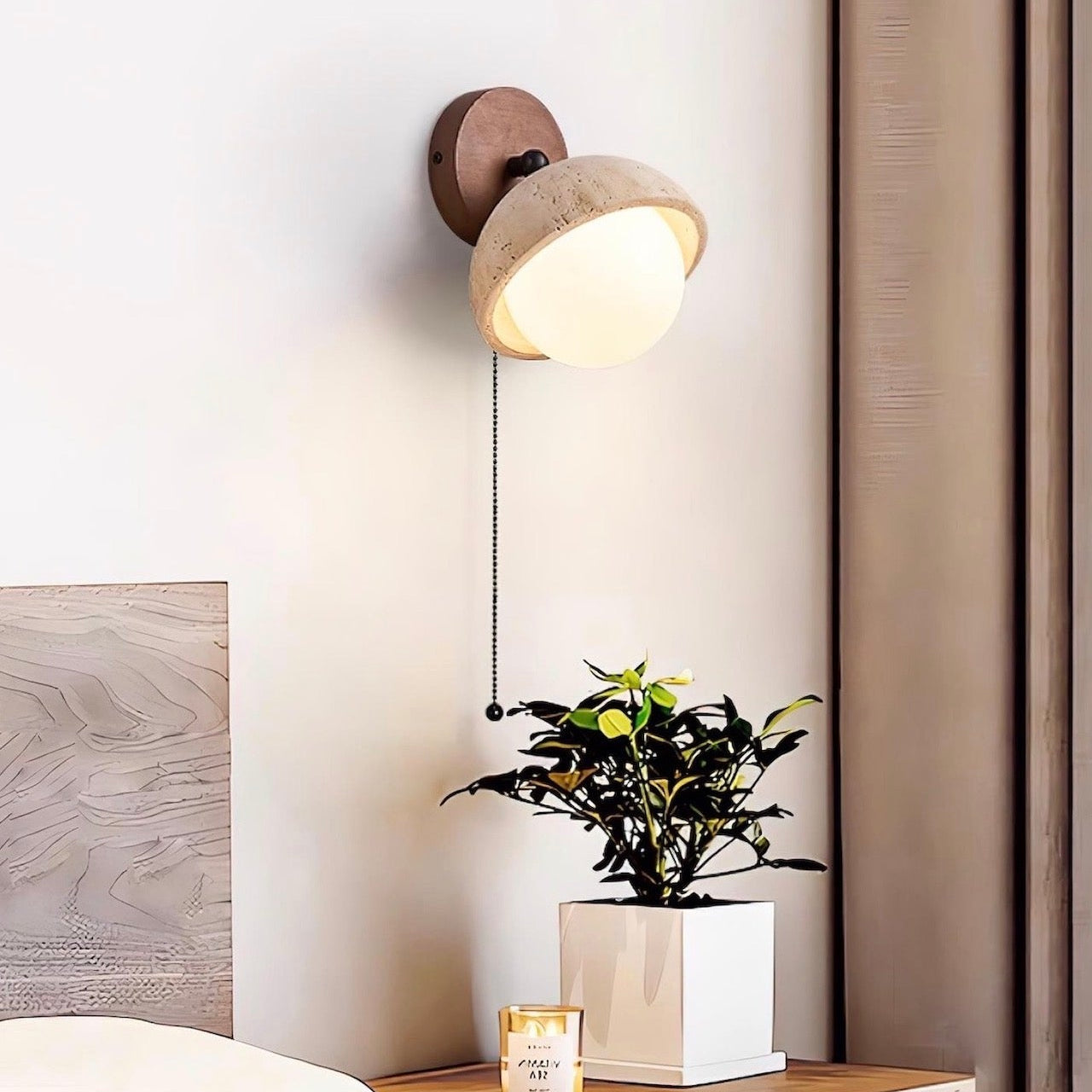 Wabi Sabi Stil Travertin Halbkugel Wandlampe