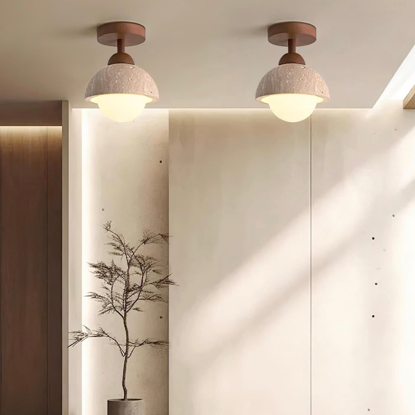 Wabi Sabi Travertin Kuppel Deckenleuchte