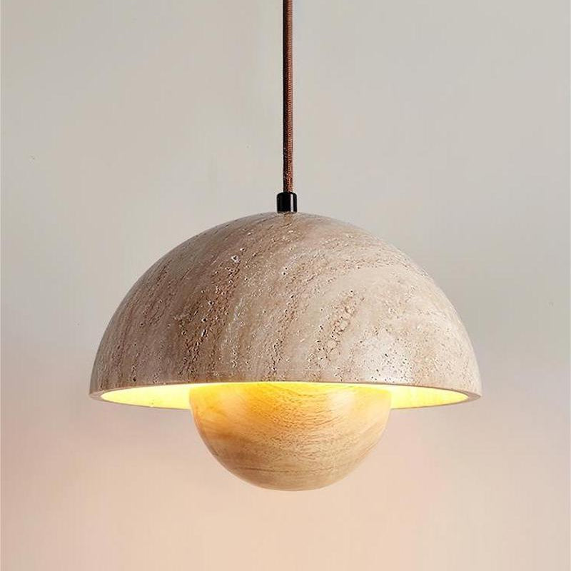 Wabi-Sabi Travertine Flower Bud Pendant Lamp