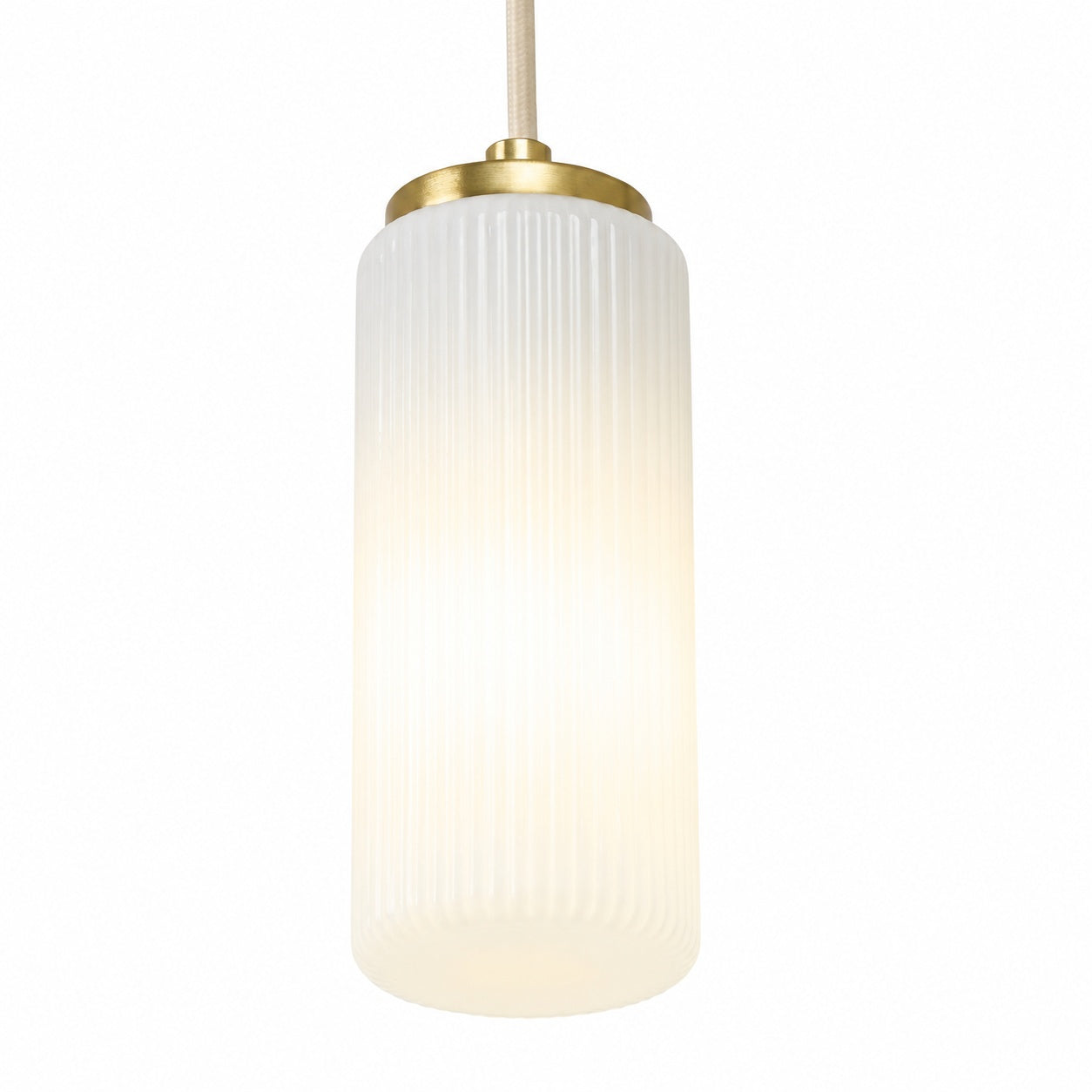 Rivora Pendelleuchte aus geriffeltem Glas – Moderner gerippter Schirm