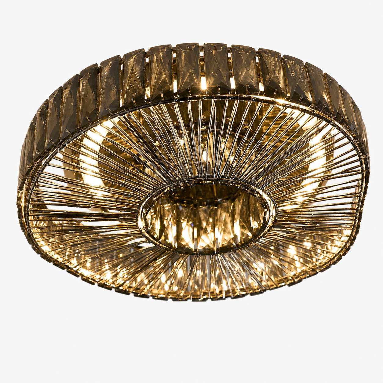 Glomar Glass Round Flush Ceiling Light - Modern Metal Glass Finish Living Areas