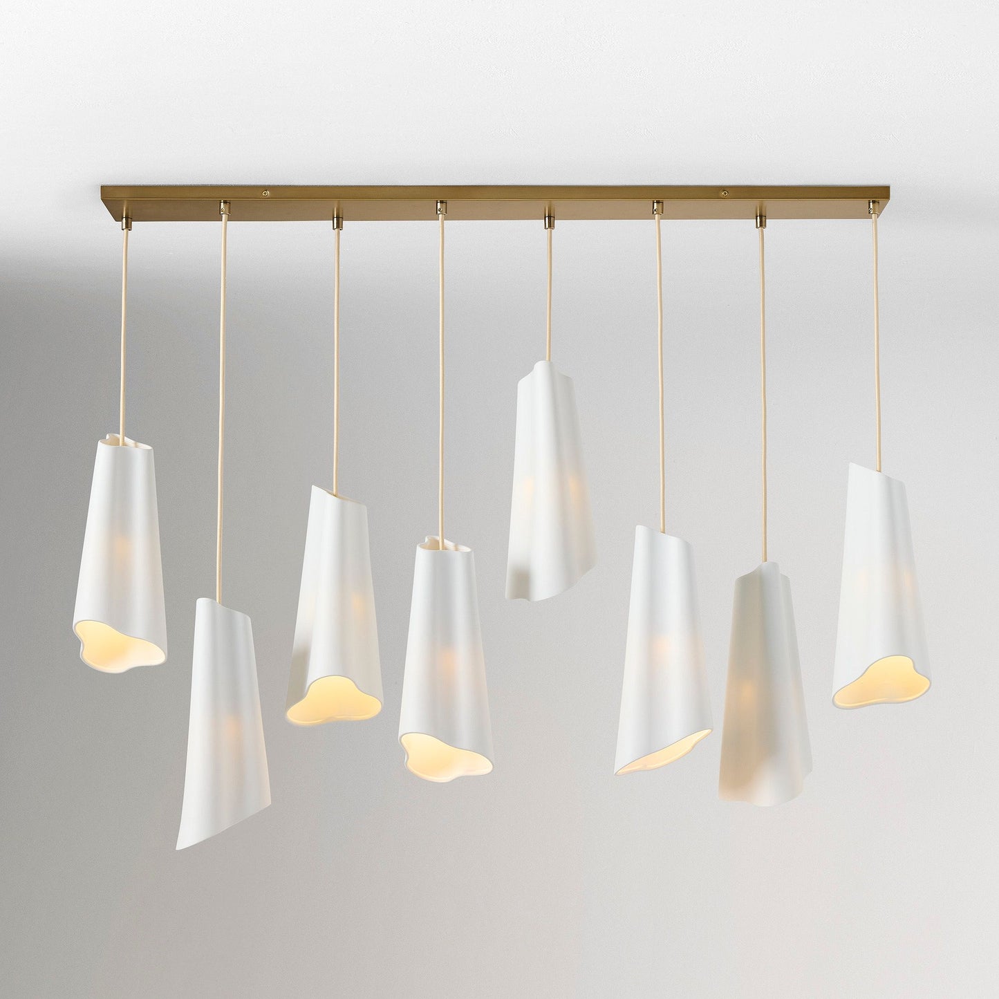 Orovia Ceramic Shade Chandelier – Iron Pendant Adjustable Height Design