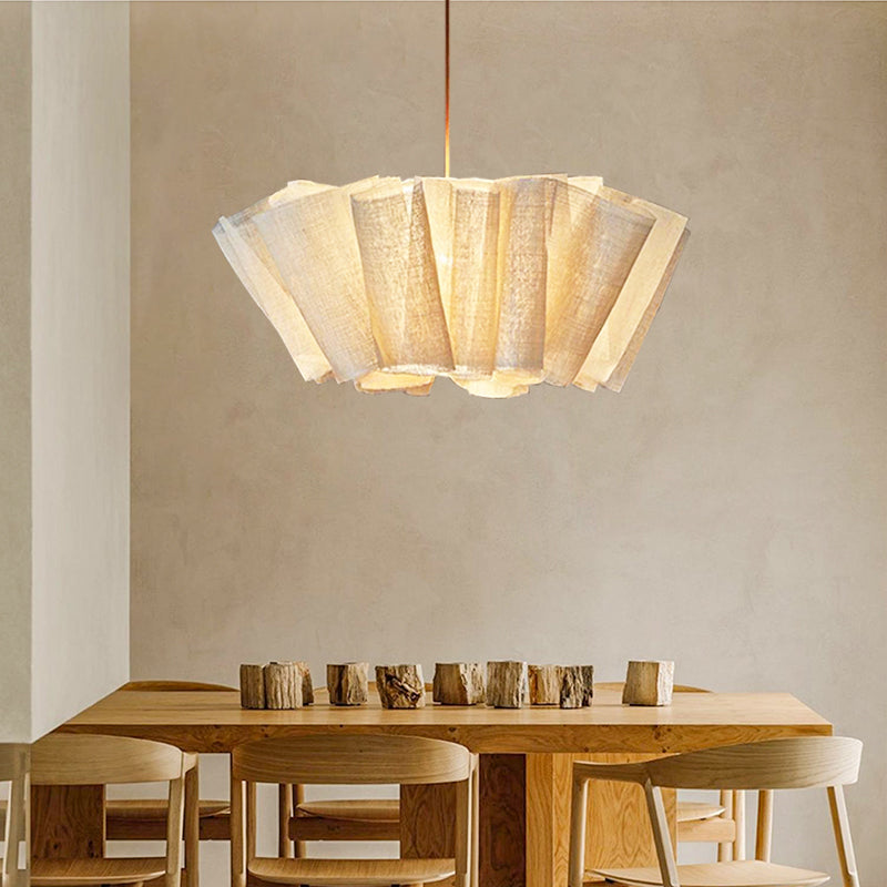 Nordic Linen Pleated Fabric Pendant Light Lampshade